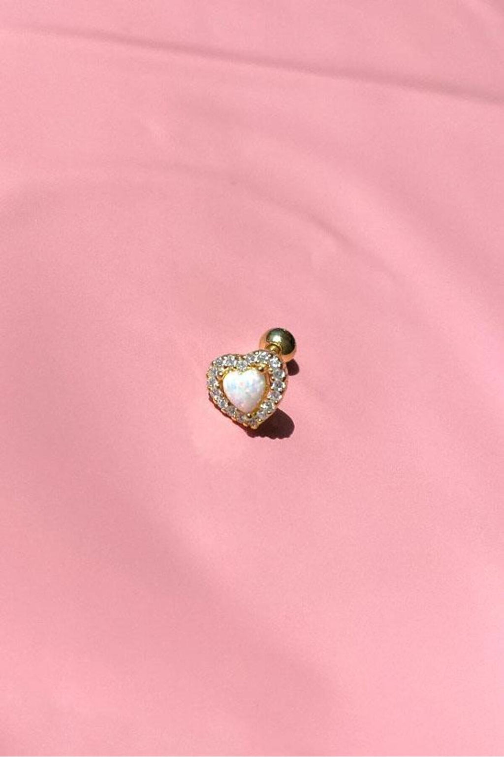 Mavi Opal Taşlı Kalp Piercing Küpe