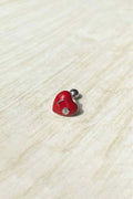 Kırmızı Mineli Love Kalp Piercing Küpe