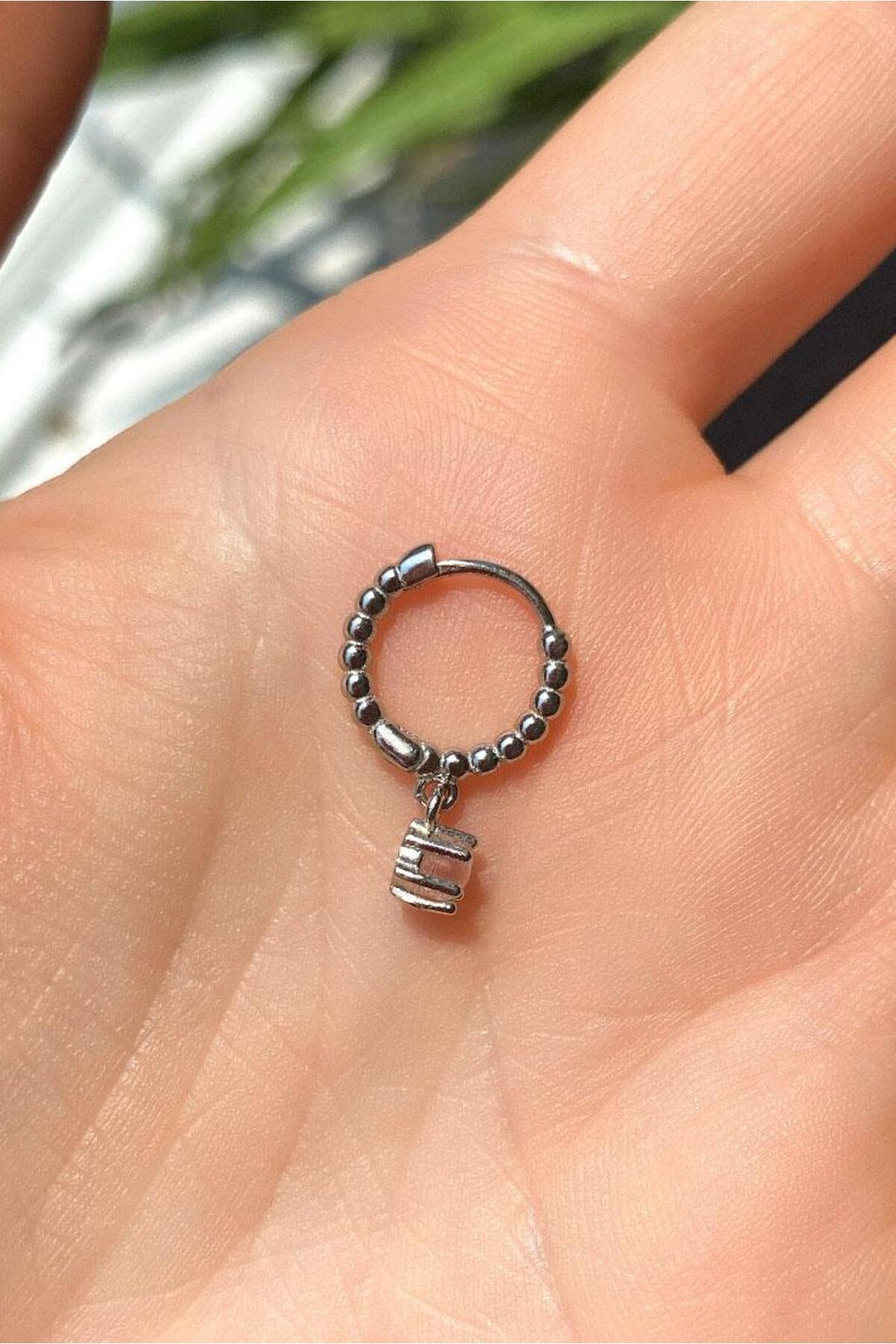 Opal Taşlı Halka Piercing Küpe