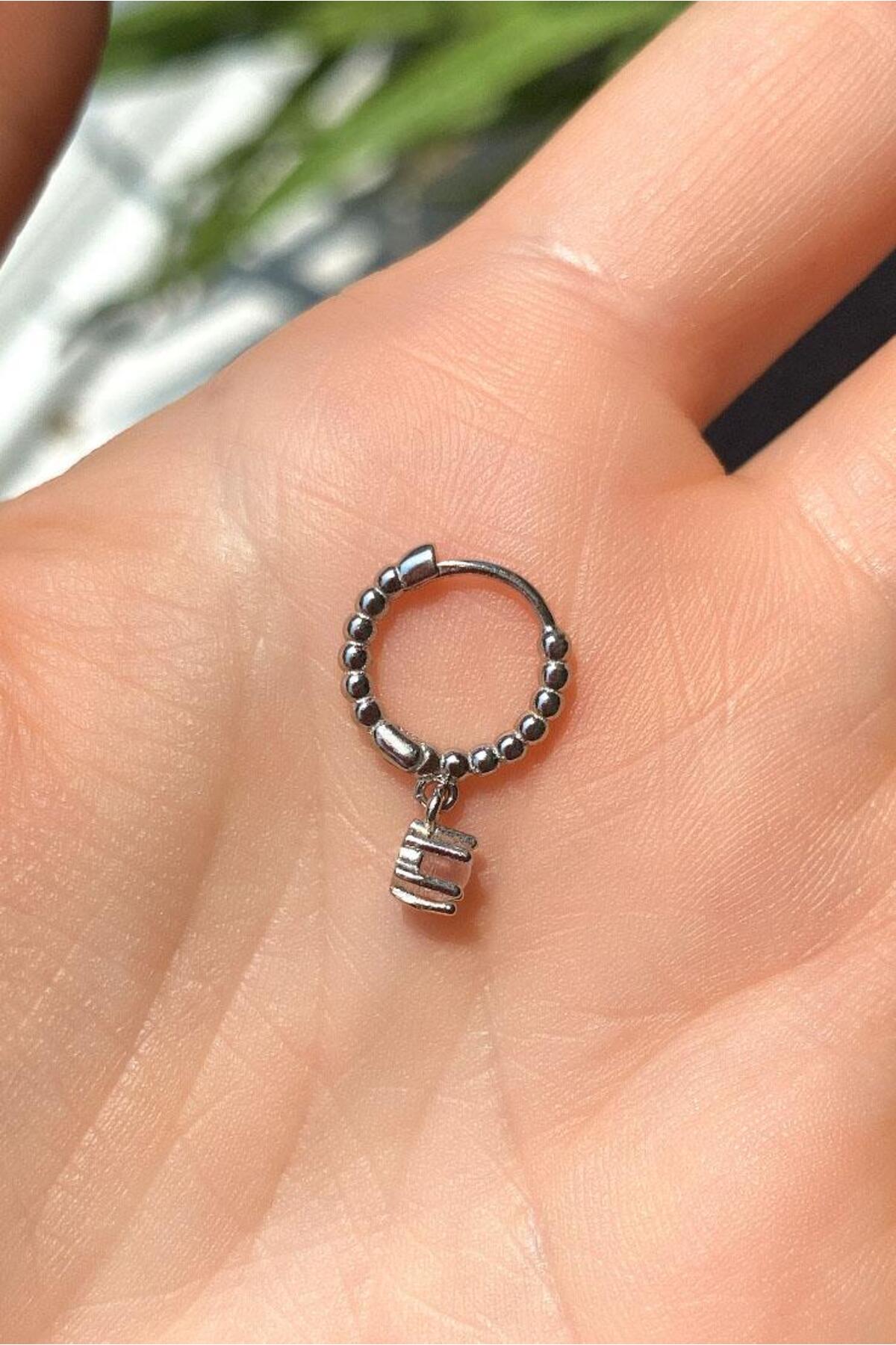Opal Taşlı Halka Piercing Küpe