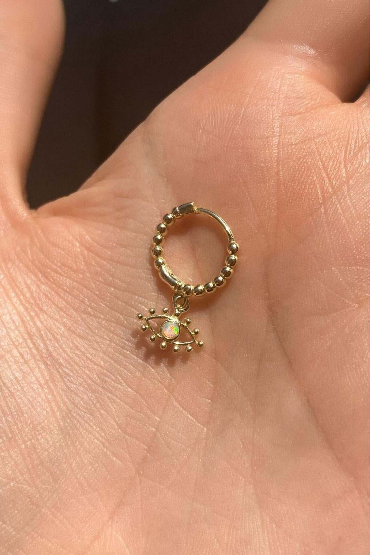 Opal Taşlı Göz Halka Piercing Küpe