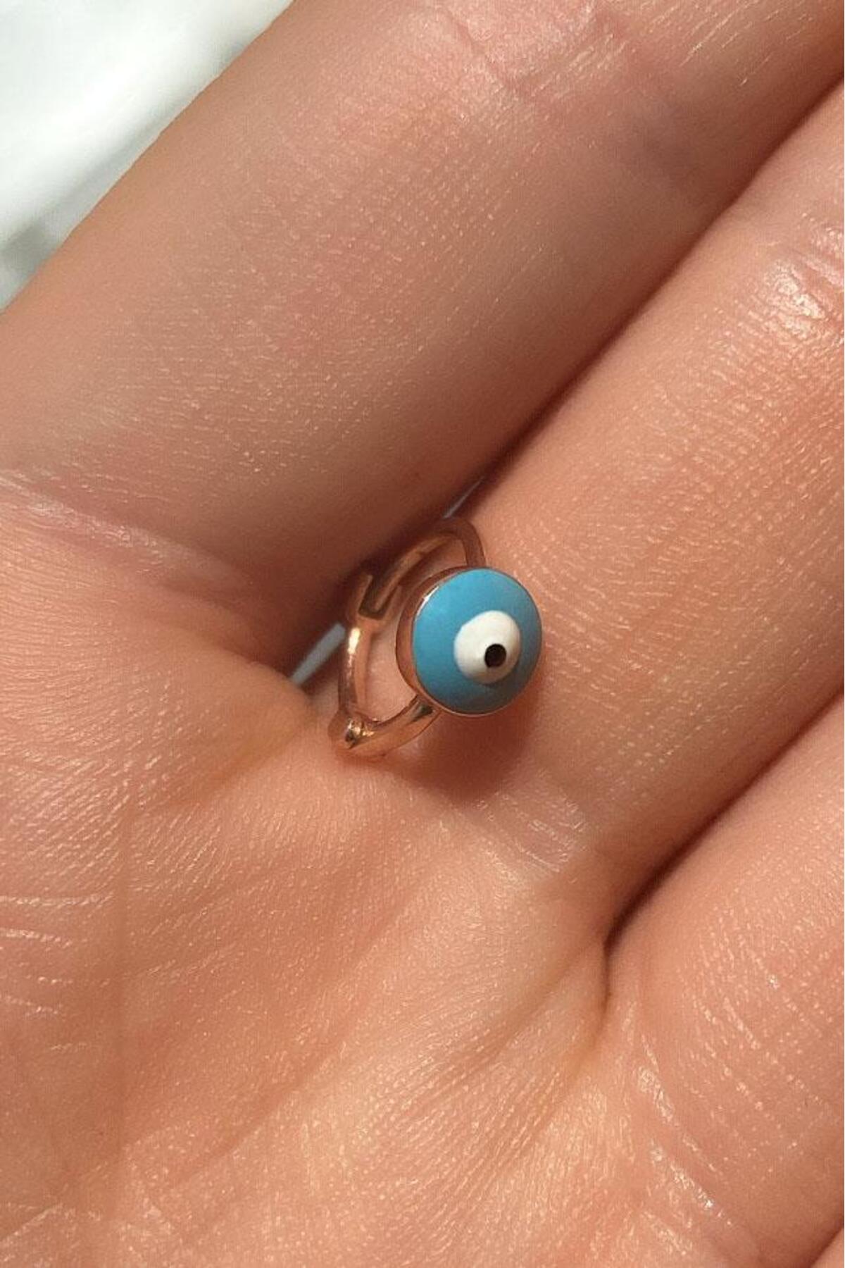 Büyük Boy Mineli Nazar Göz Halka Piercing Küpe