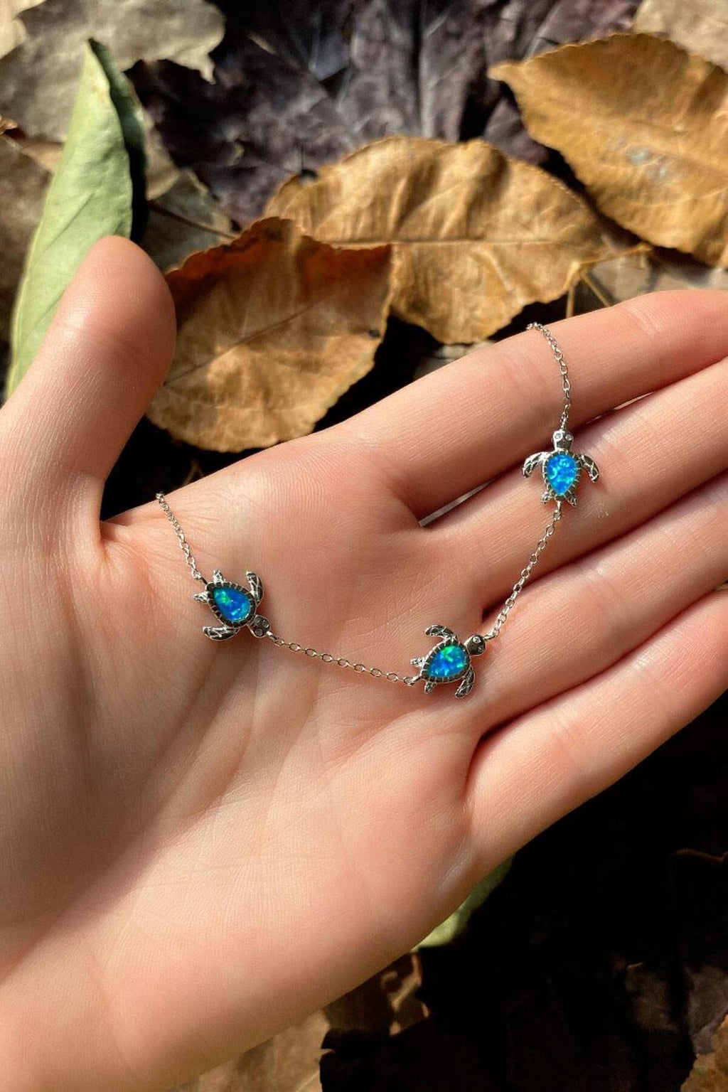 3lü Opal Taşlı Kaplumbağa Bileklik