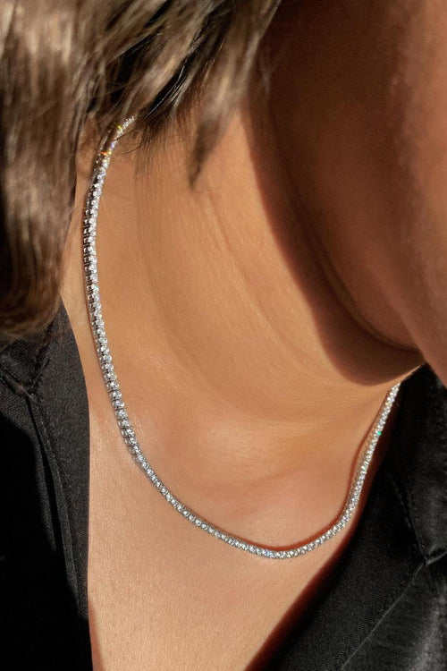 2mm +A Kalite Zirkon Taşlı, Pırlanta Kilit Su Yolu Kolye