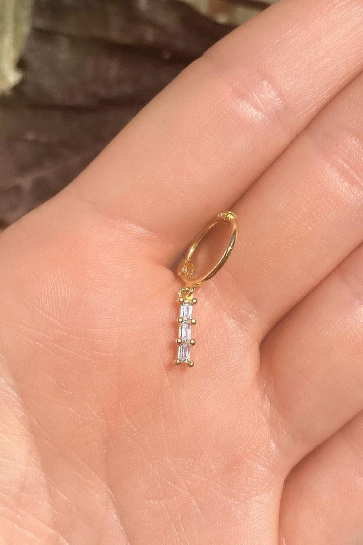 Baget Taşlı Sannaltılı Piercing Küpe