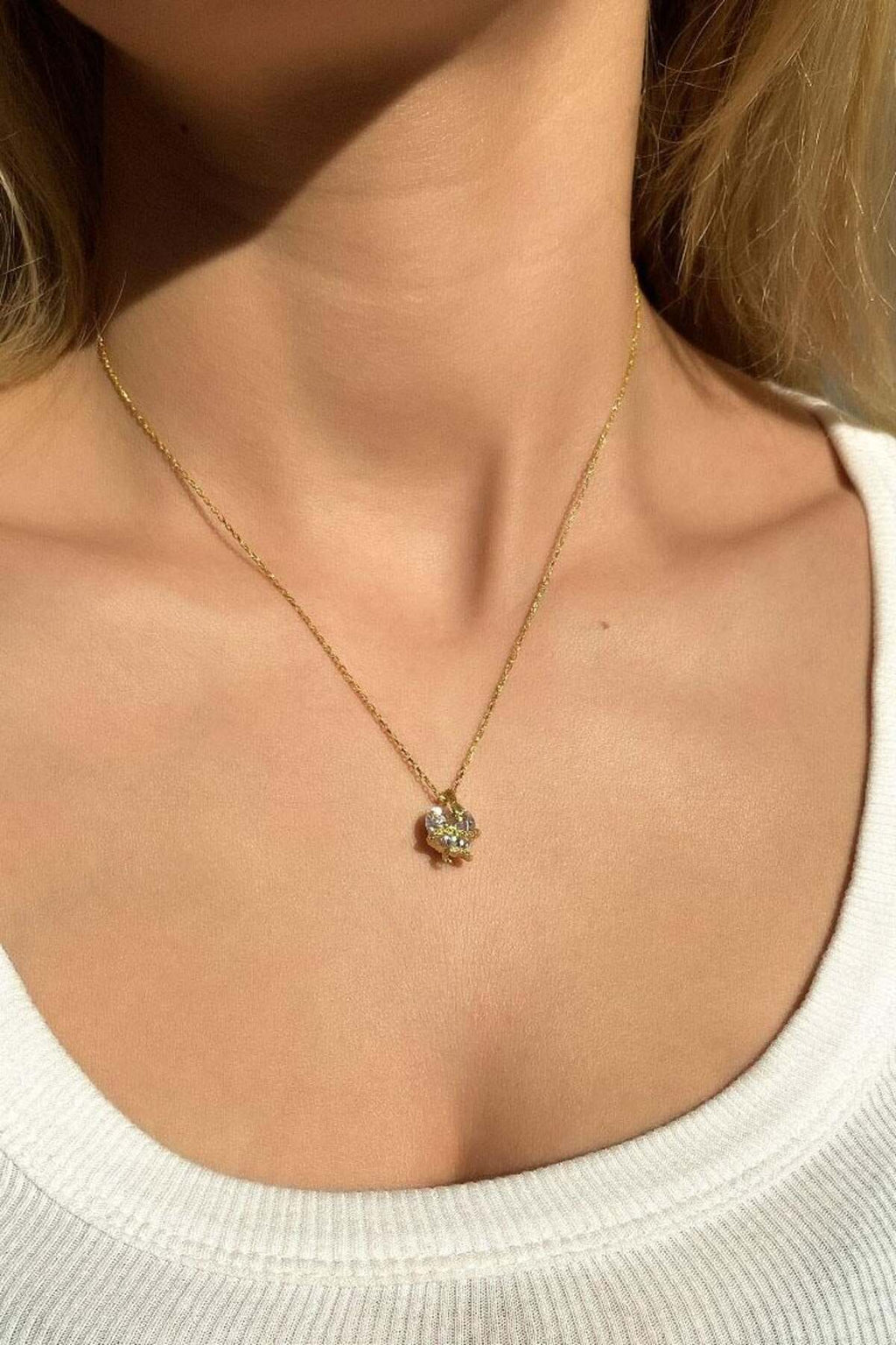 925 Ayar Gümüş, 14 Ayar Gold, Kırmızı Kalpli Yılan Kolye