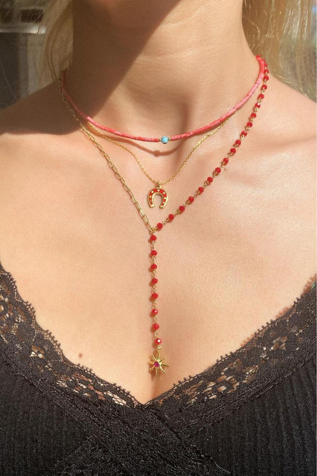 Kiremit Doğal Taşlı Nazar Gözlü Choker Kolye