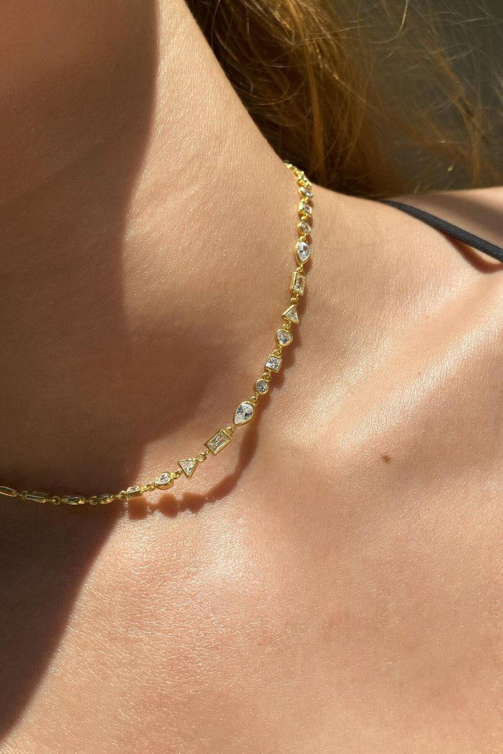 925 Ayar Gümüş, Geometrik Taşlı Choker Kolye