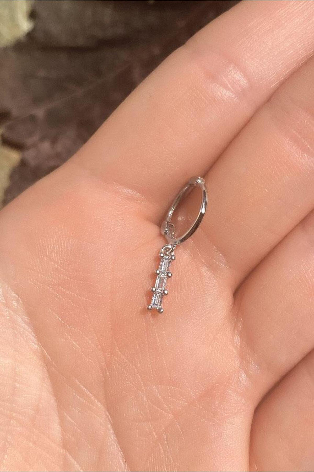 Baget Taşlı Sannaltılı Piercing Küpe