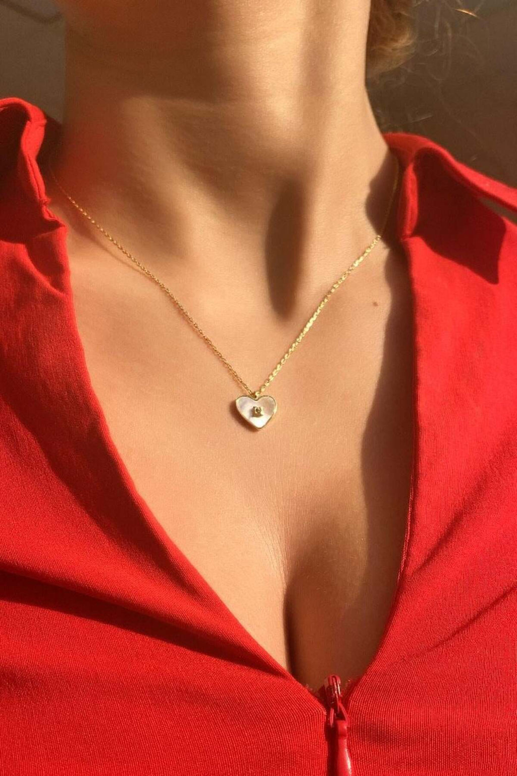 925 Ayar Gümüş, Silver, Taşlı Kalp Kolye, Sevgililer Günü