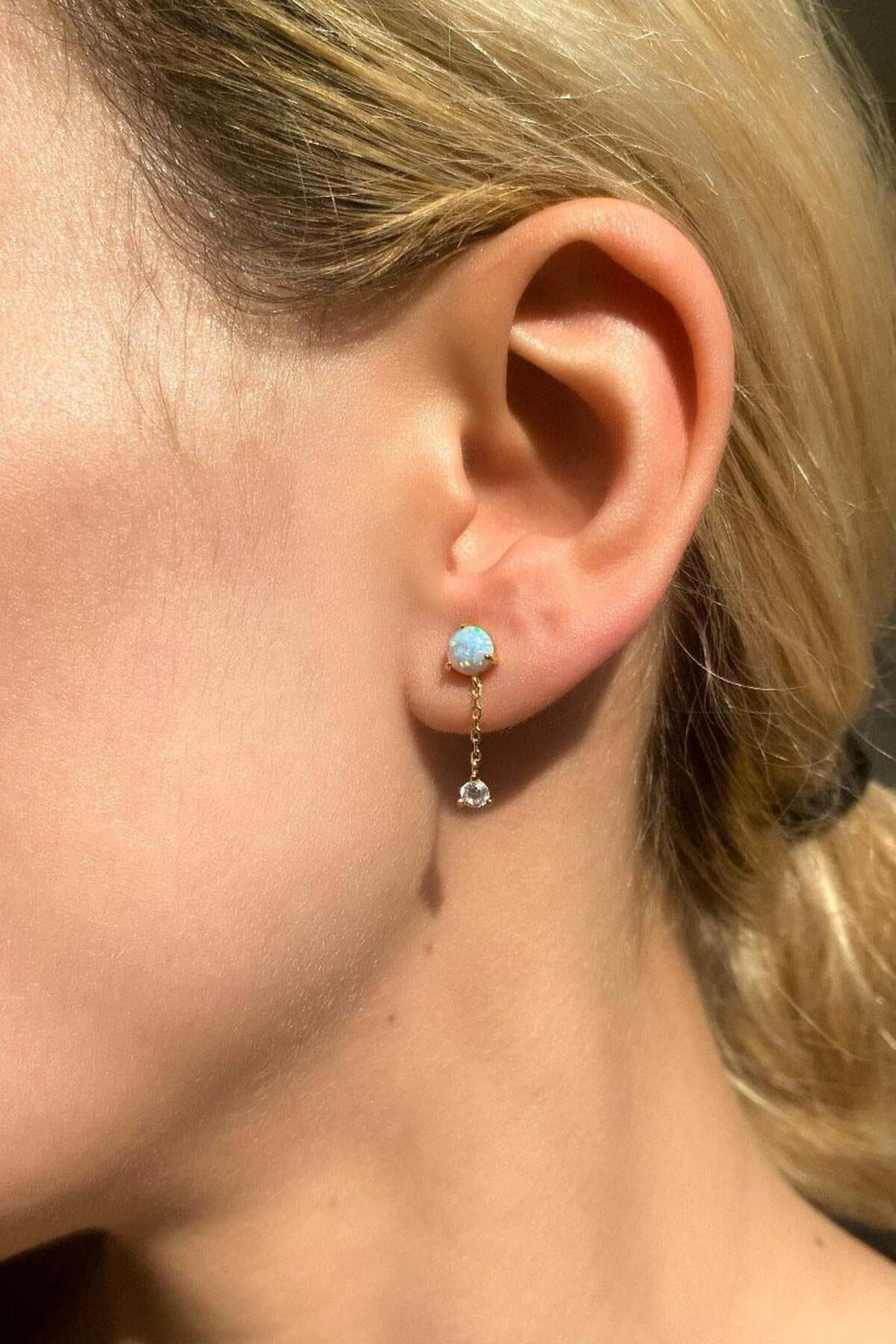 Opal Taşlı, Sallantılı Minimal Küpe