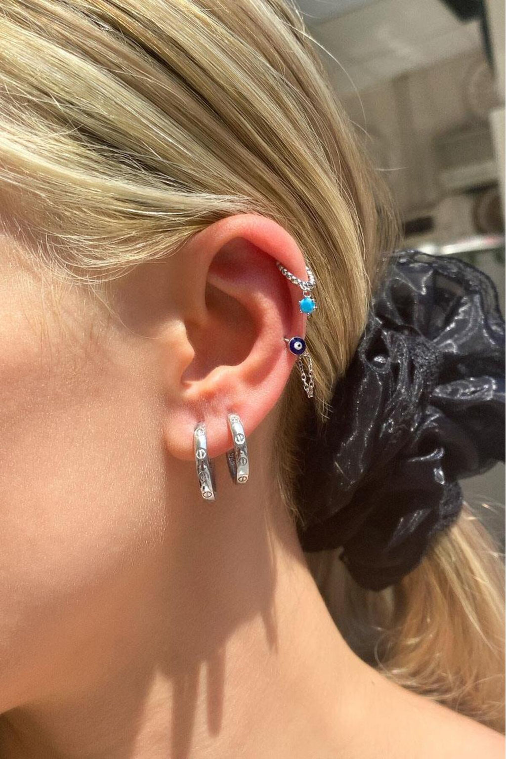 Opal Taşlı Halka Piercing Küpe