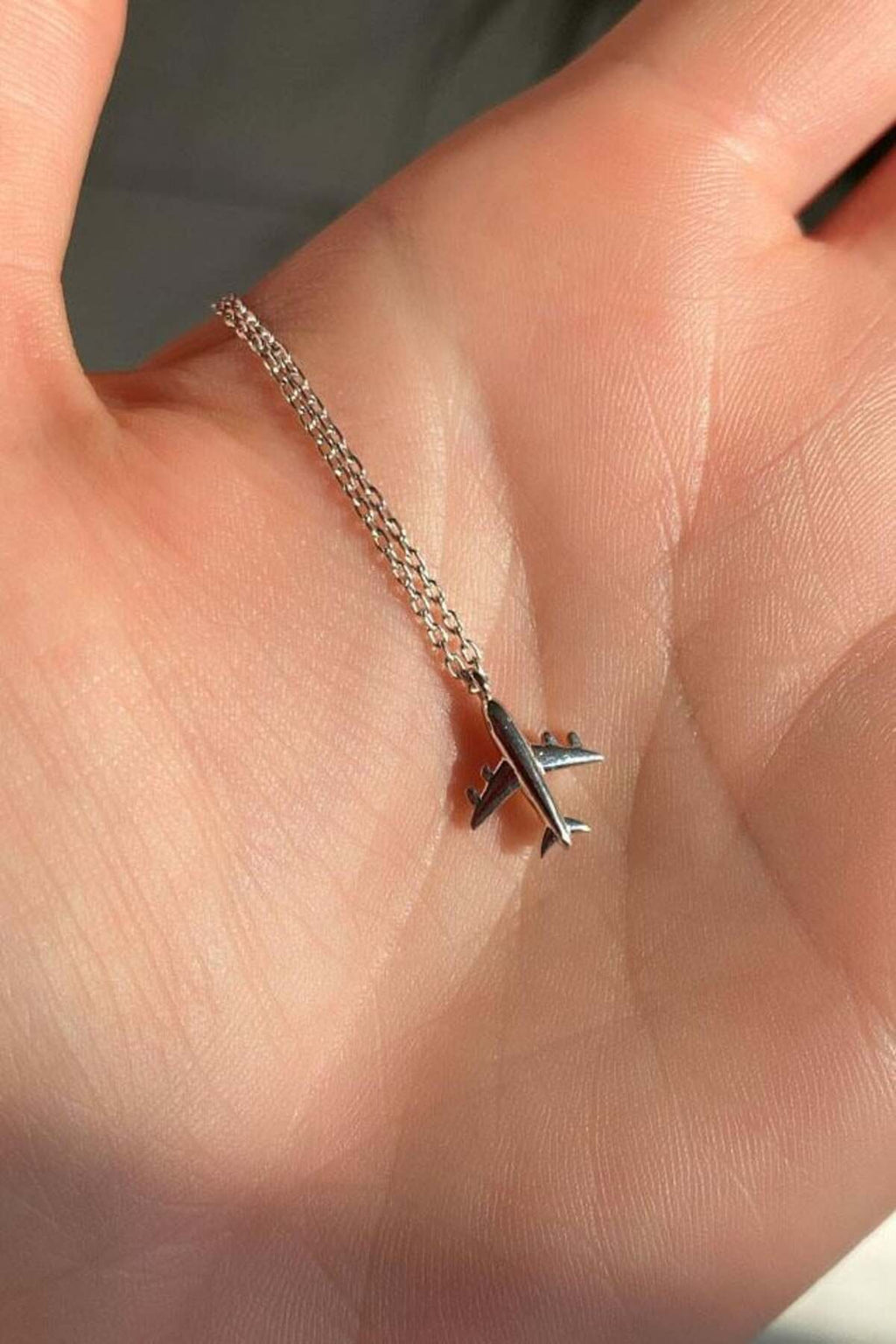925 Ayar Gümüş, Gümüş/Silver Renk, Minimal Uçak Kolye