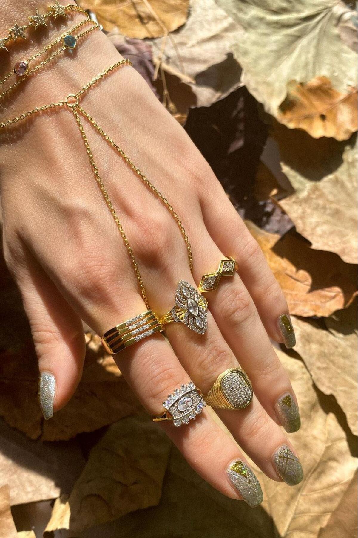 925 Ayar Gümüş, 14 Ayar Gold, Zarif Zincir Şahmeran