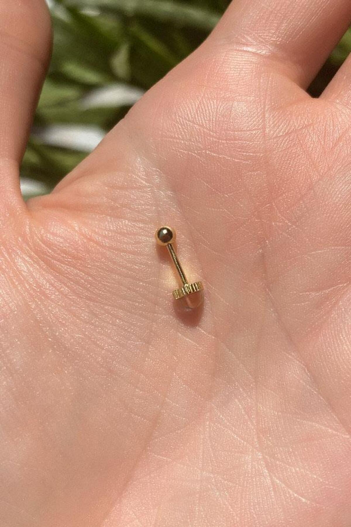 Opal Taşlı Kalp Piercing Küpe