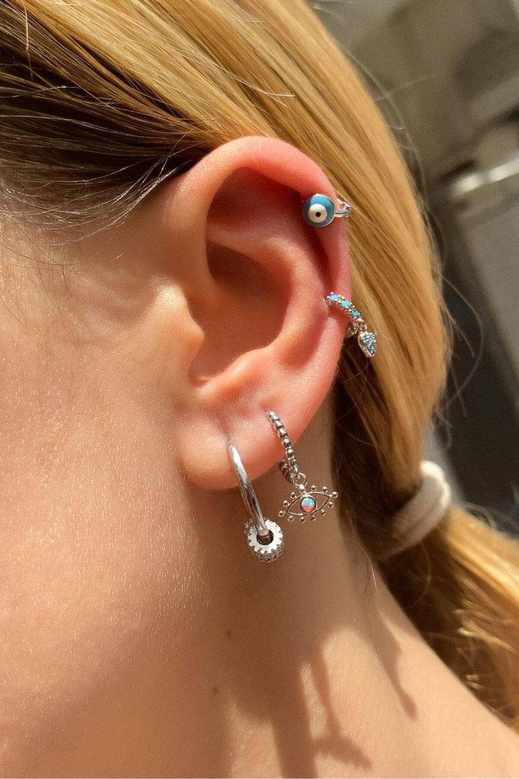 Opal Taşlı Göz Halka Piercing Küpe
