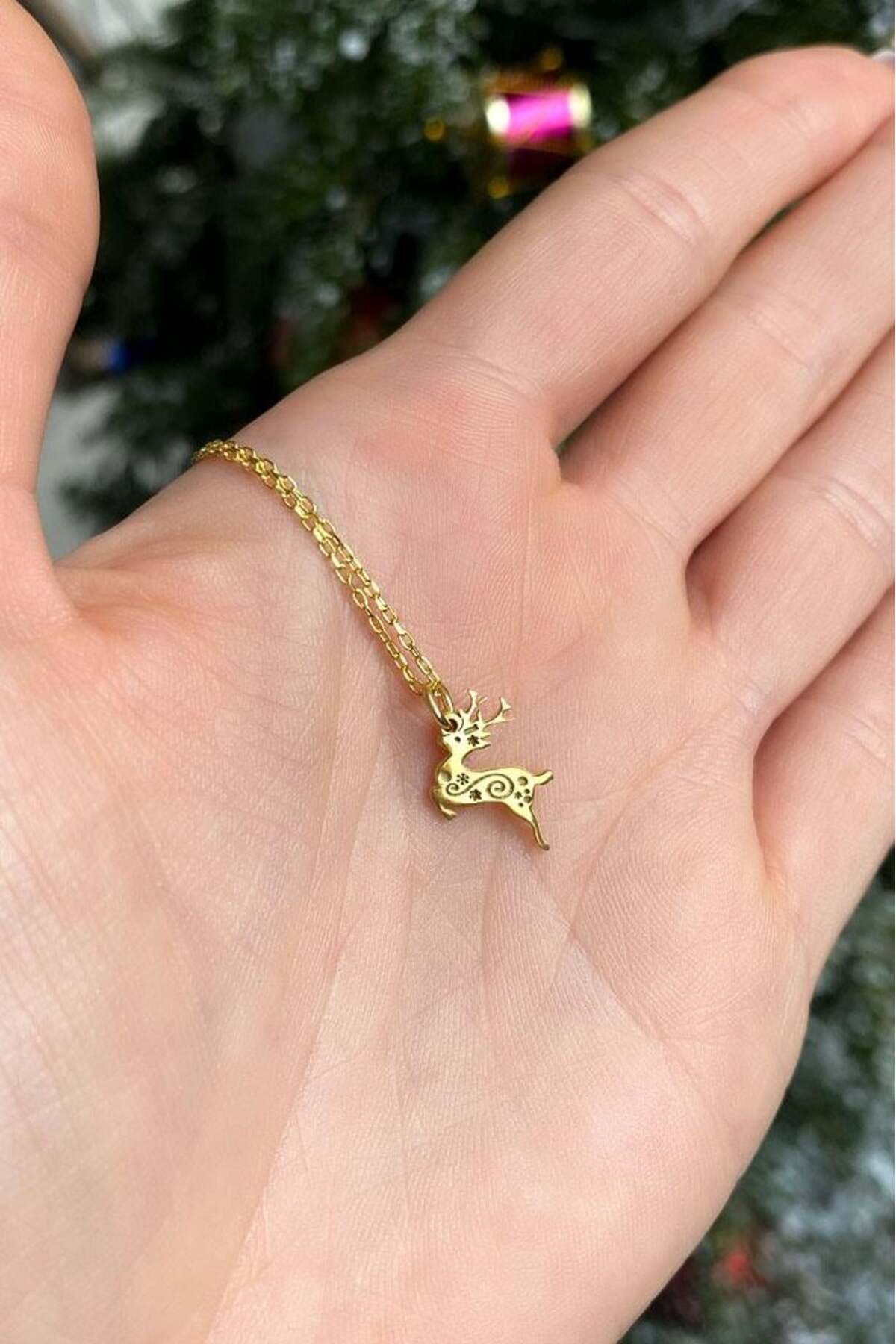 925 Ayar Gümüş, Yılbaşı Temalı Geyik Kolye