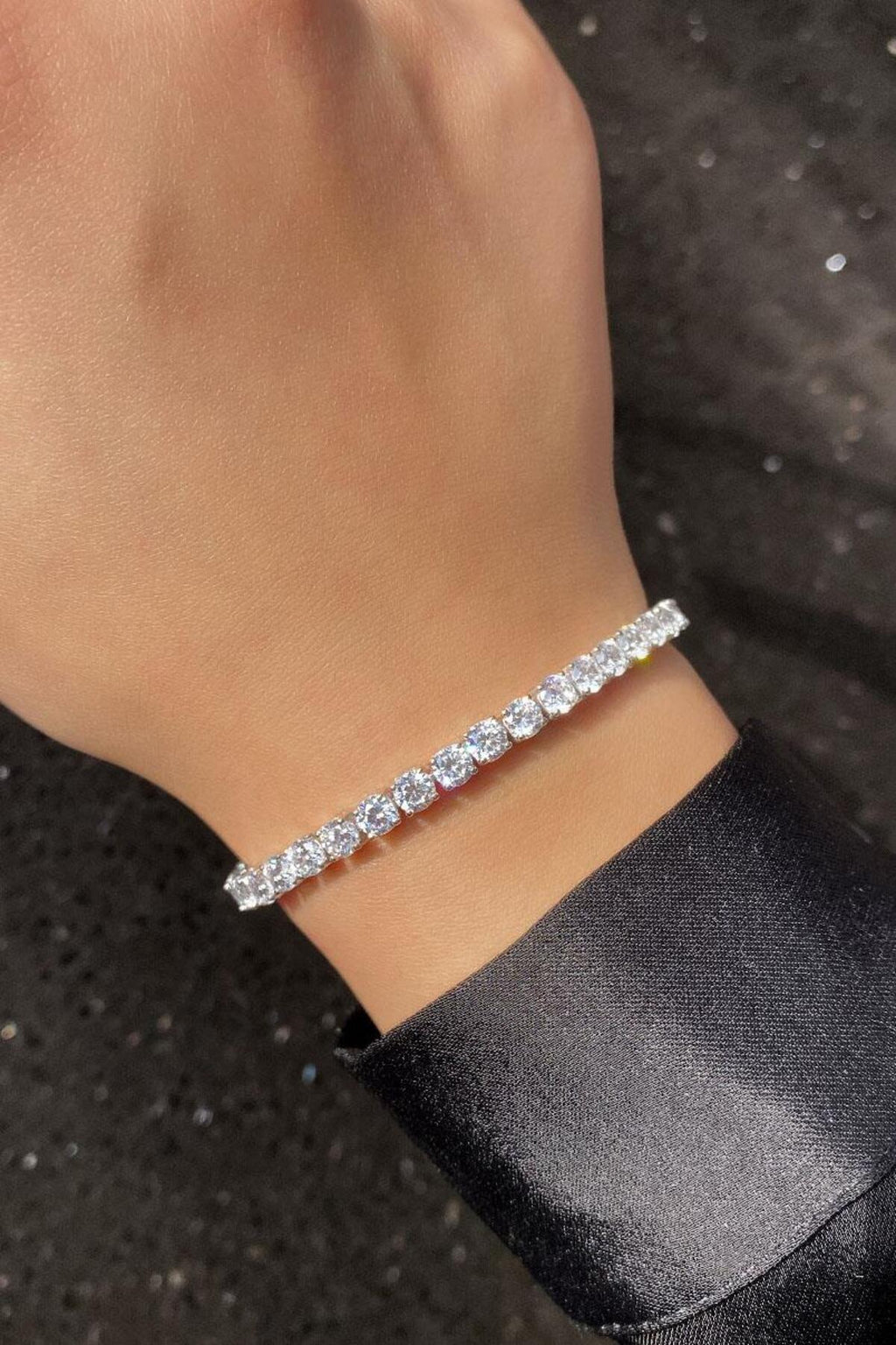 4mm A+ Kalite Zirkon Taşlı, Pırlanta Kilit Su Yolu Bileklik