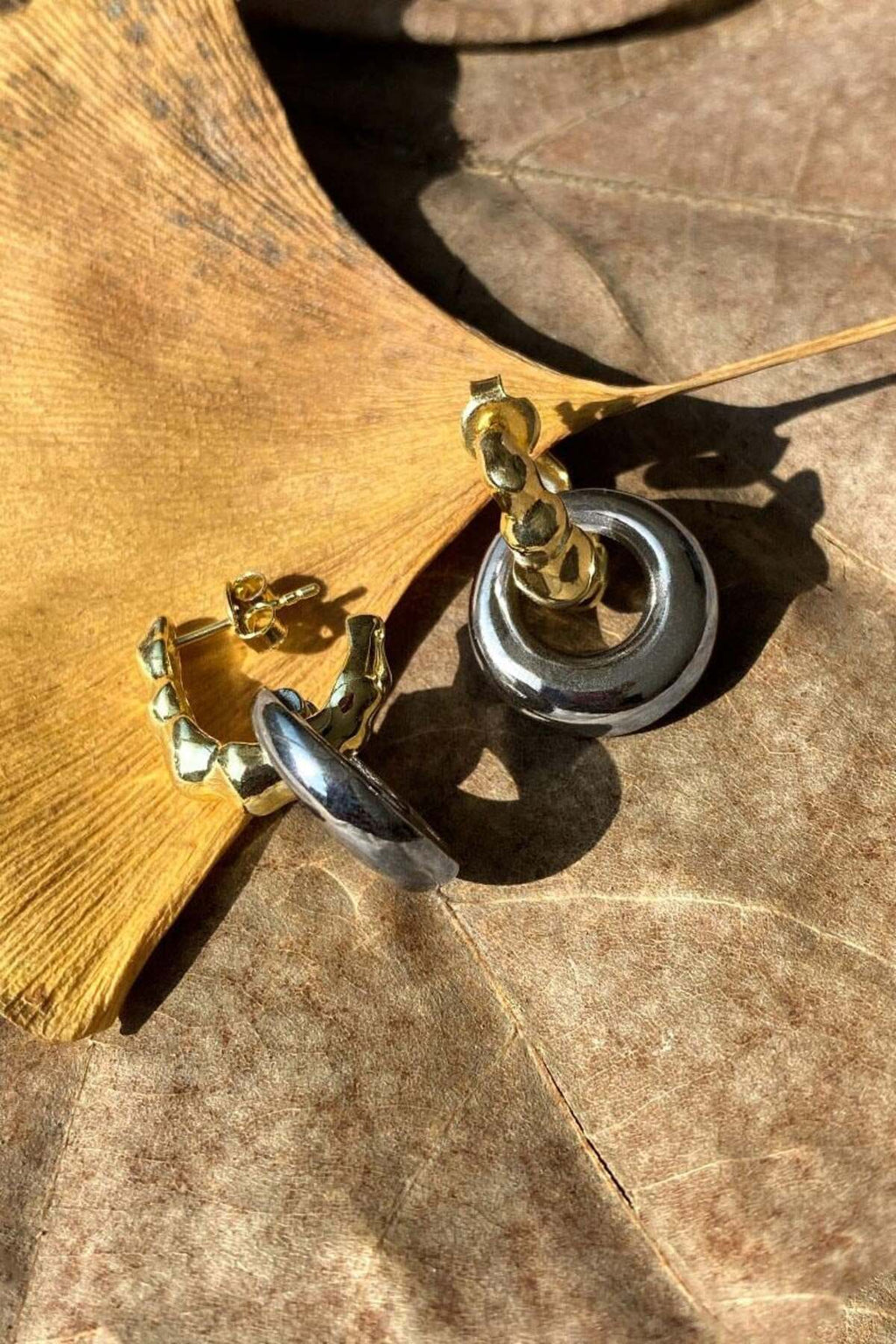 2 Renkli Gold/Silver Halka Küpe