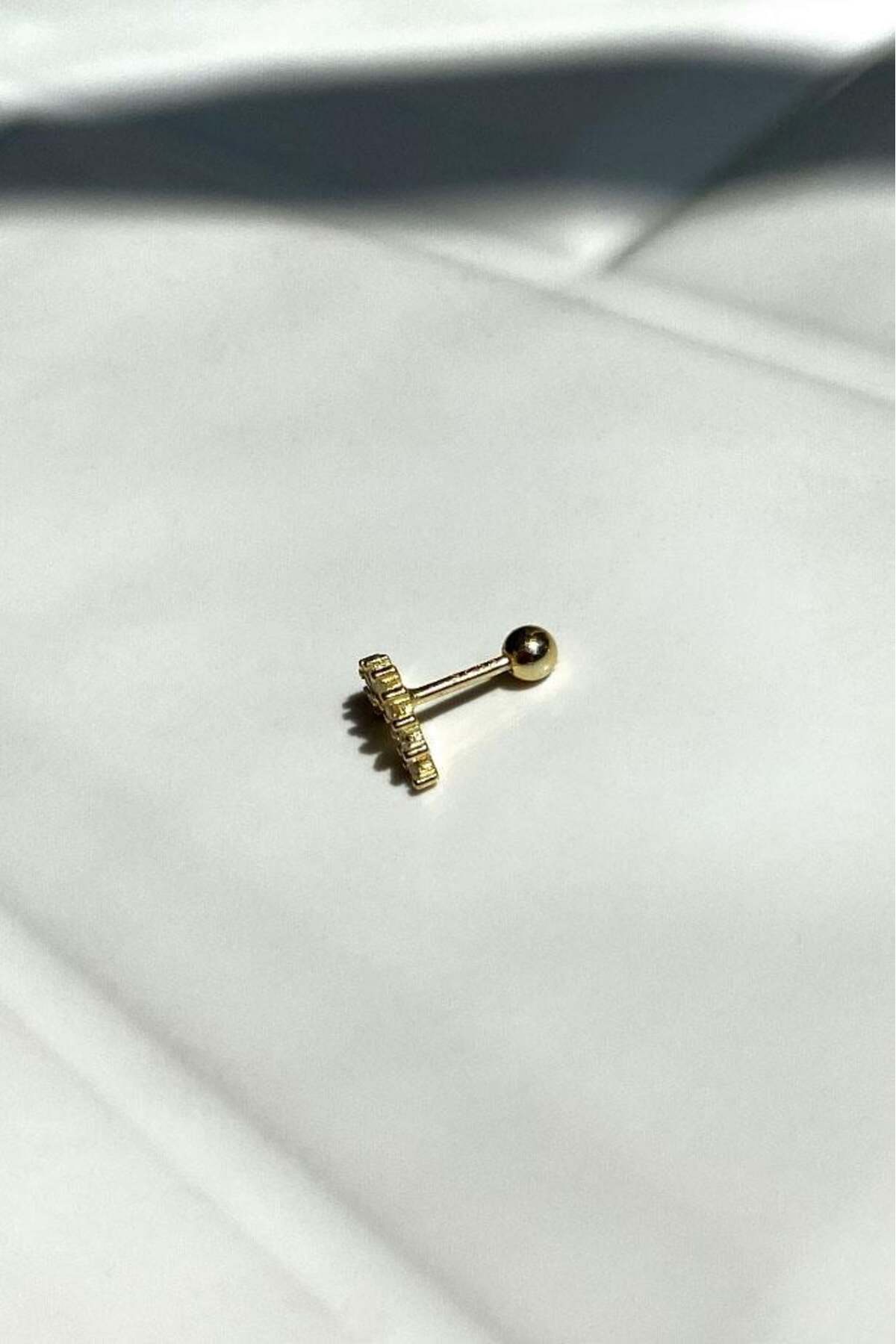 Baget Taşlı Yelpaze Piercing Küpe