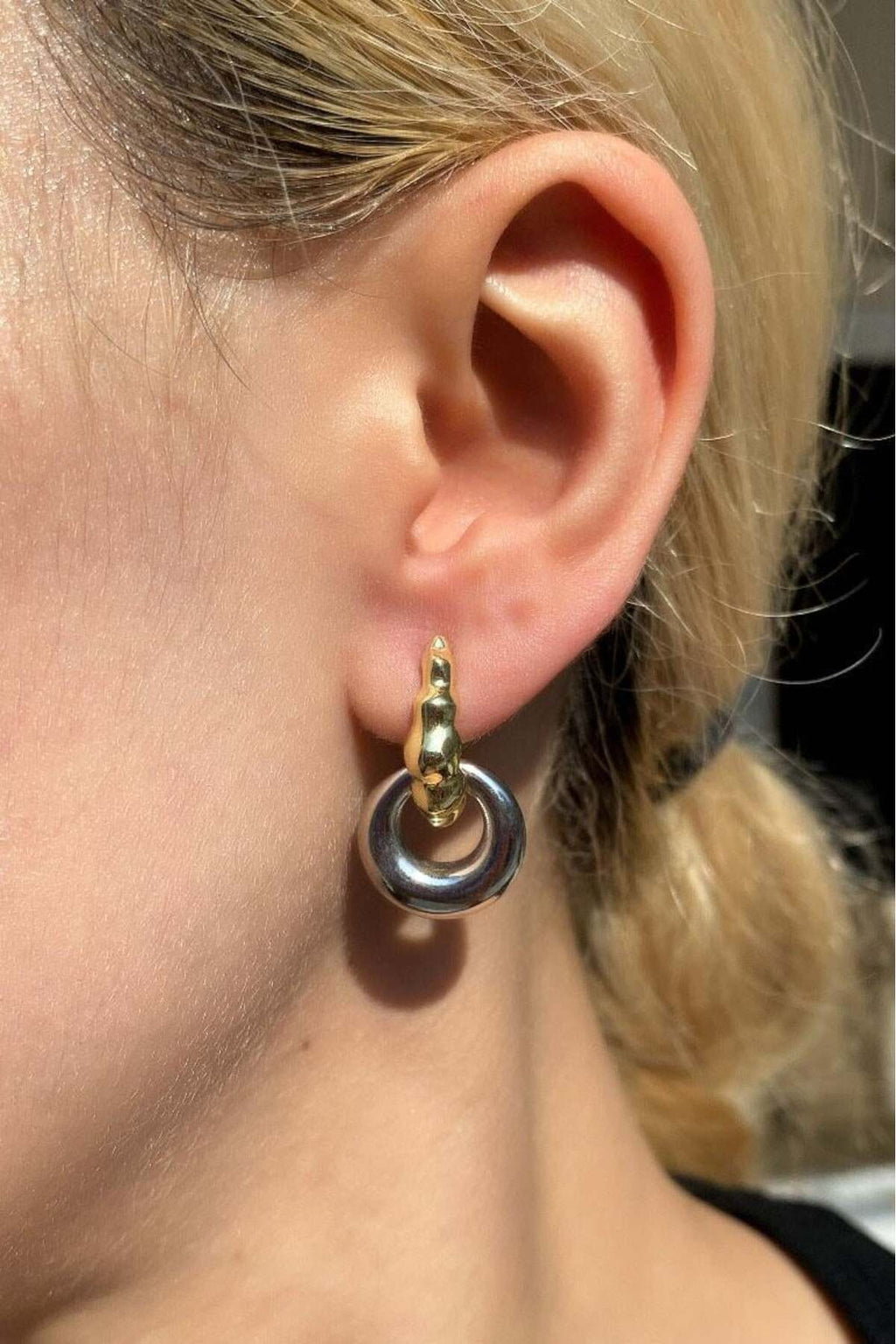 2 Renkli Gold/Silver Halka Küpe