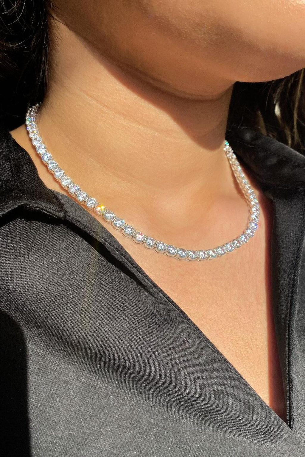 5mm +A Kalite Zirkon Taşlı, Pırlanta Kilit Su Yolu Kolye