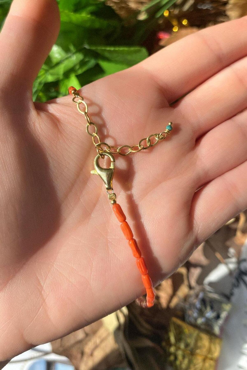 925 Ayar Gümüş, 14 Ayar Gold, Doğal Taşlı, Coral (Mercan) Taşlı, Karneol Taşlı Kolye