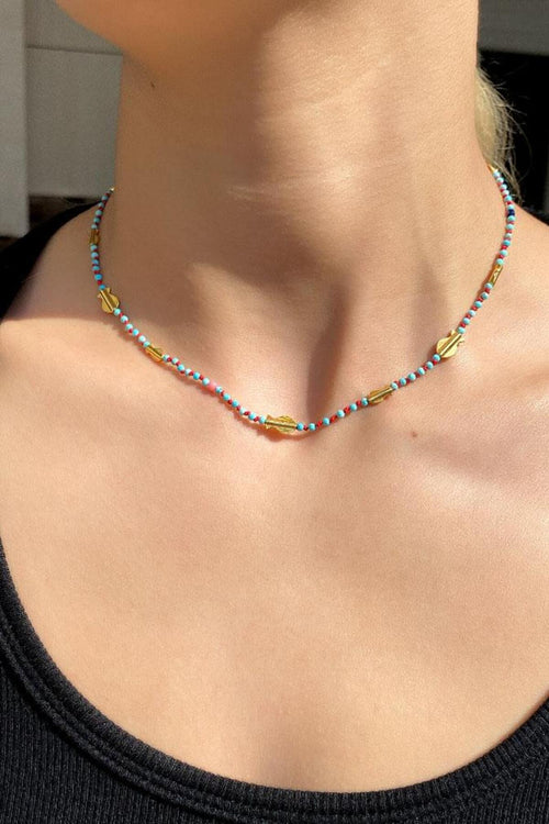 925 Ayar Gümüş, 14 Ayar Gold, Doğal Taşlı, Firuze Taşlı, Balık Choker Kolye