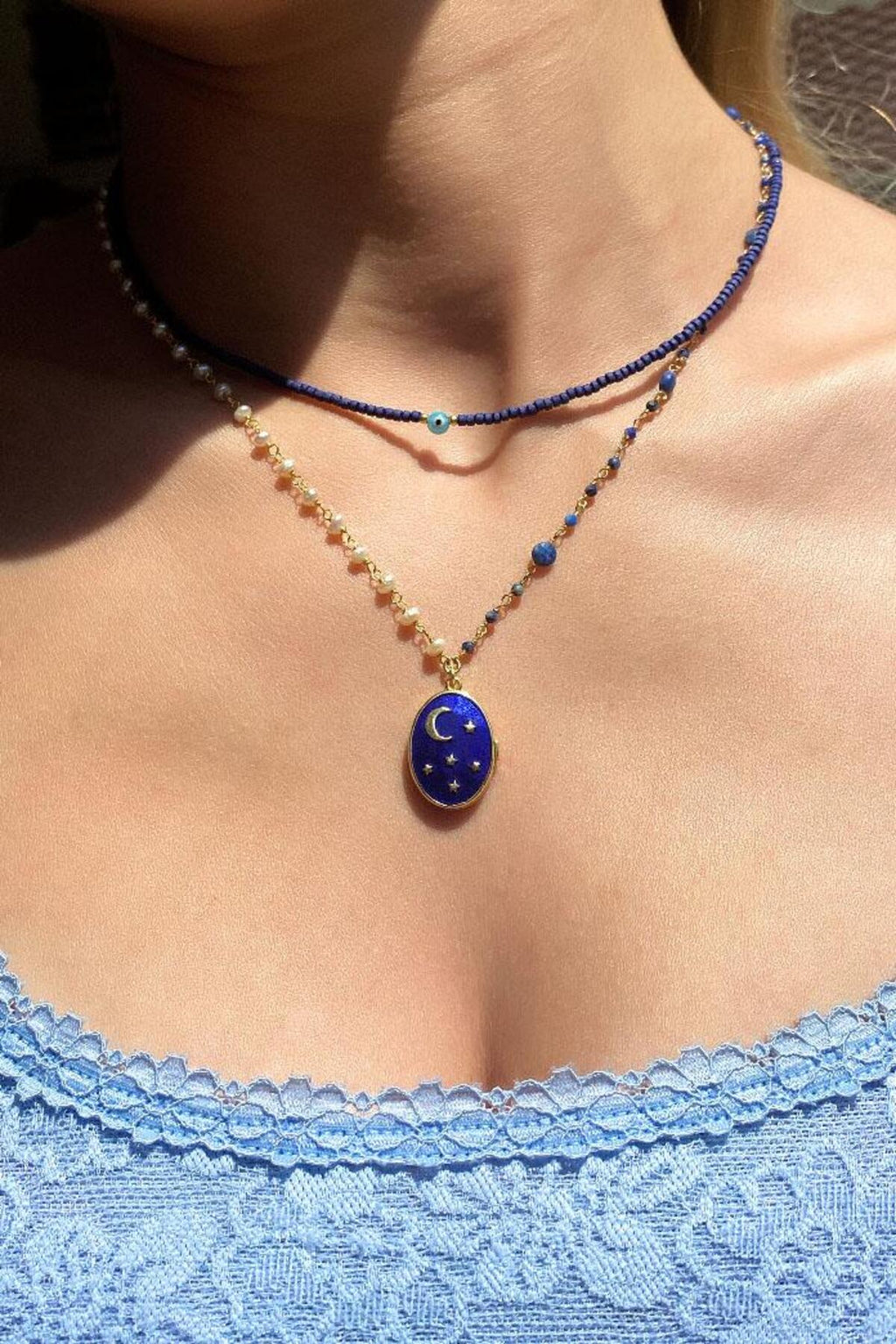 Kiremit Doğal Taşlı Nazar Gözlü Choker Kolye