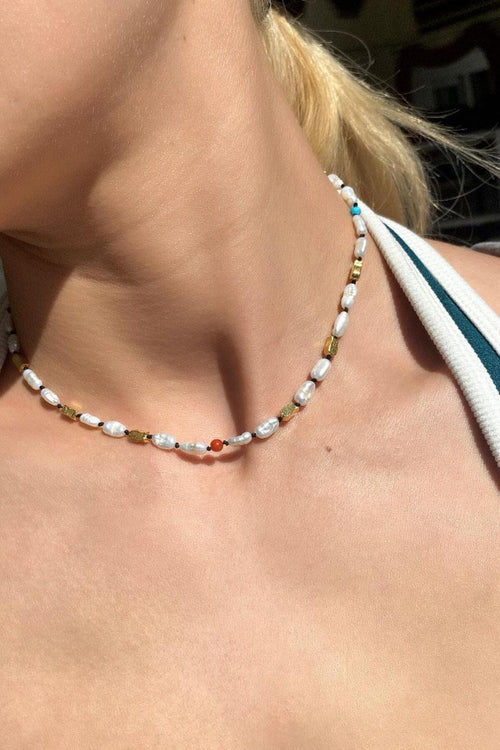 925 Ayar Gümüş, 14 Ayar Gold, Gerçek İnci Choker Kolye