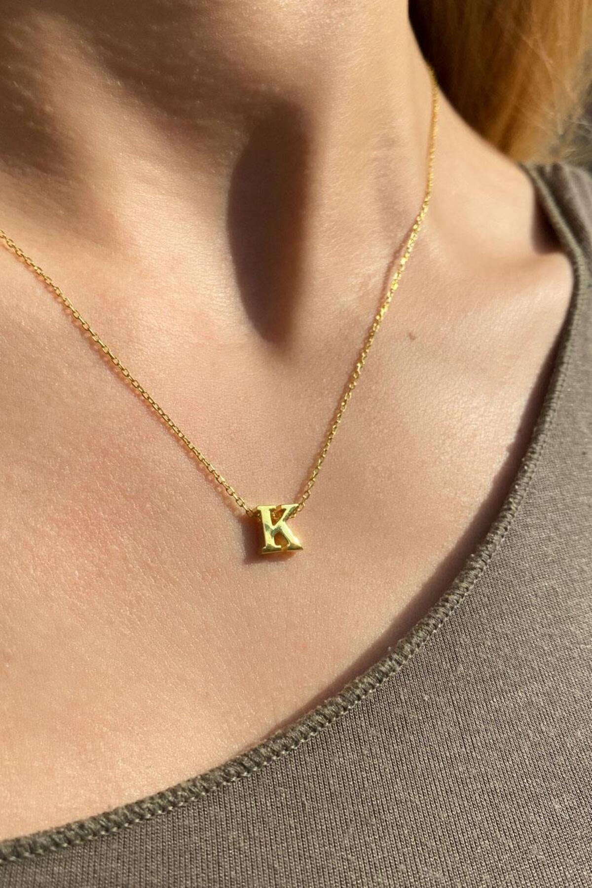 K Harfi Minimal Kolye