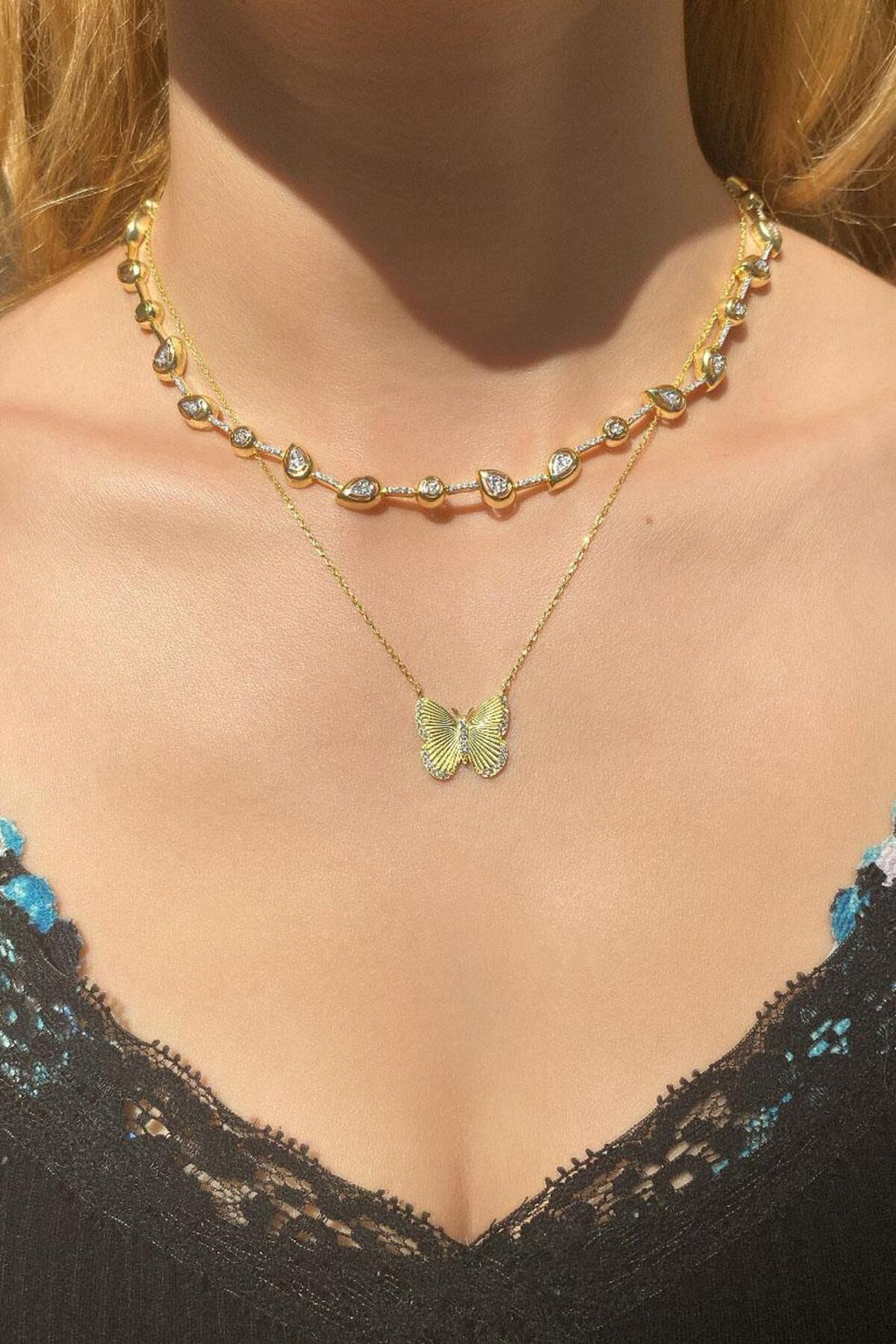 925 Ayar Gümüş, Full Taşlı Damla Choker Kolye
