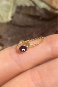 Küçük Boy Mineli Nazar Göz Zincirli Halka Piercing Küpe