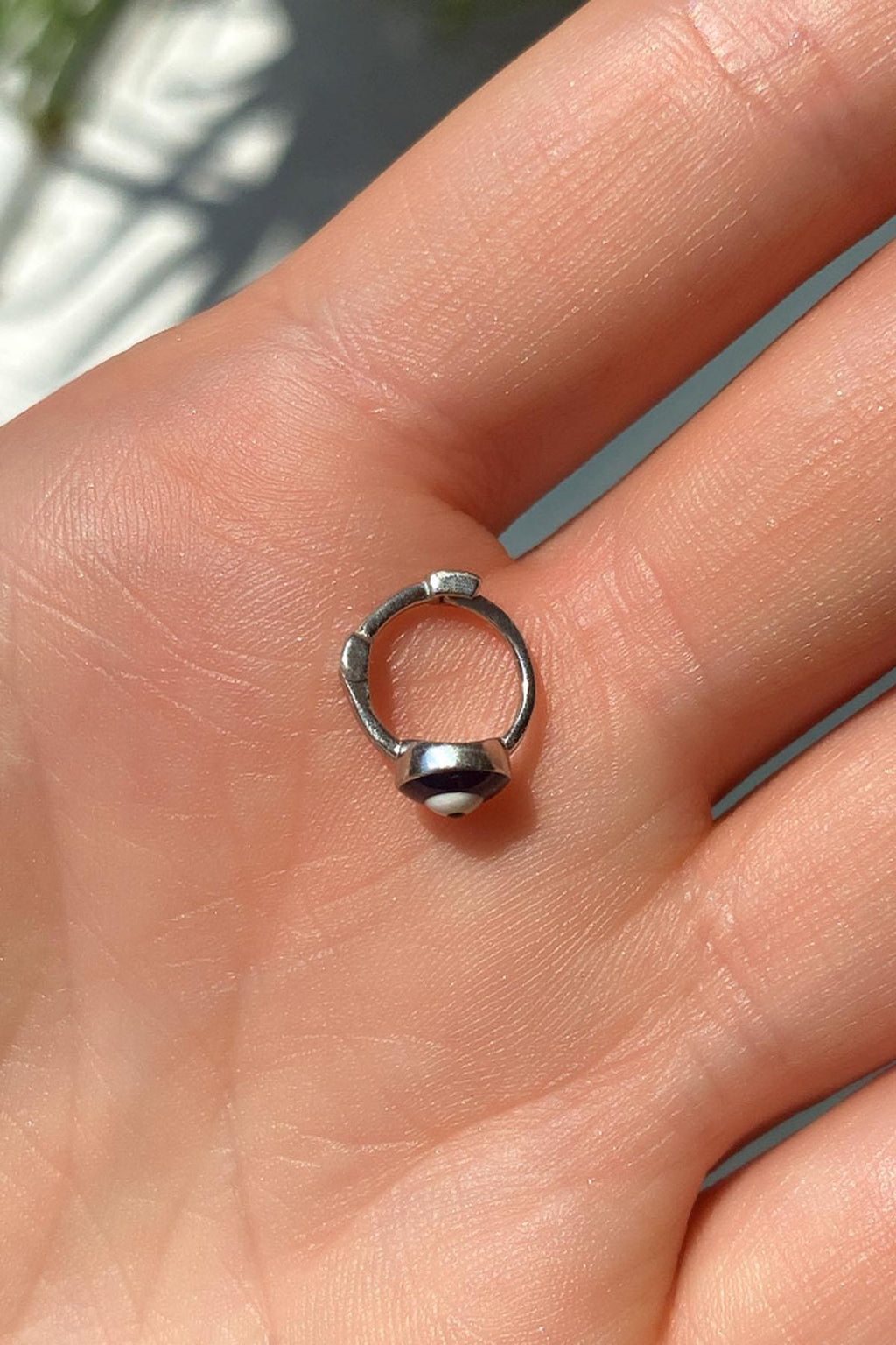 Büyük Boy Mineli Nazar Göz Halka Piercing Küpe