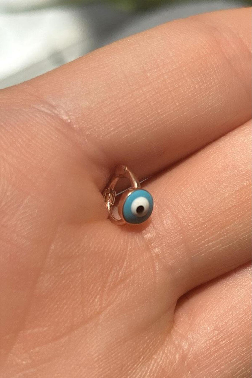 Küçük Boy Lacivert Mineli Nazar Göz Halka Piercing Küpe