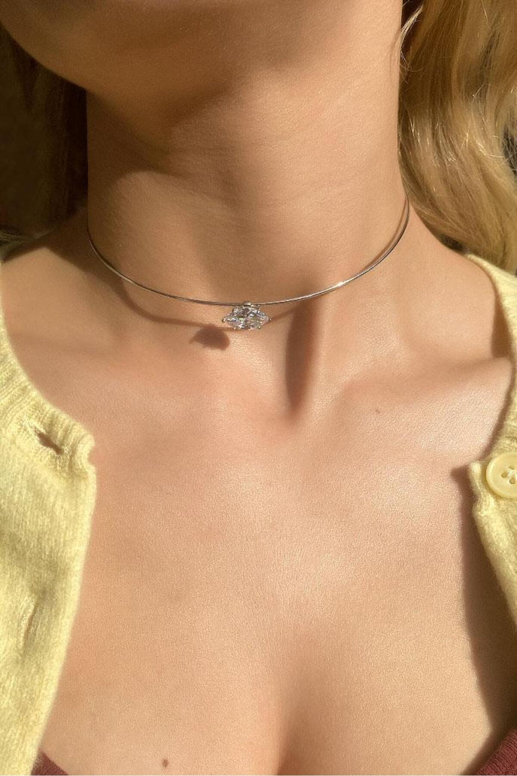 Badem Taşlı Choker Kolye