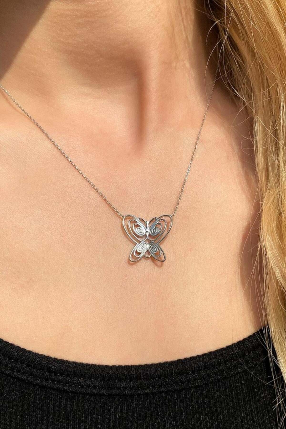 925 Ayar Gümüş, Silver, Masumiyet Müzesi Füsun Kelebek Kolye