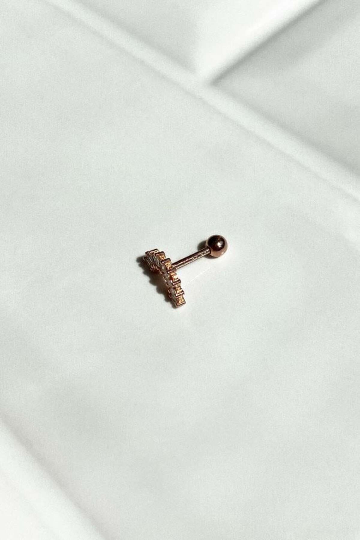 Baget Taşlı Yelpaze Piercing Küpe