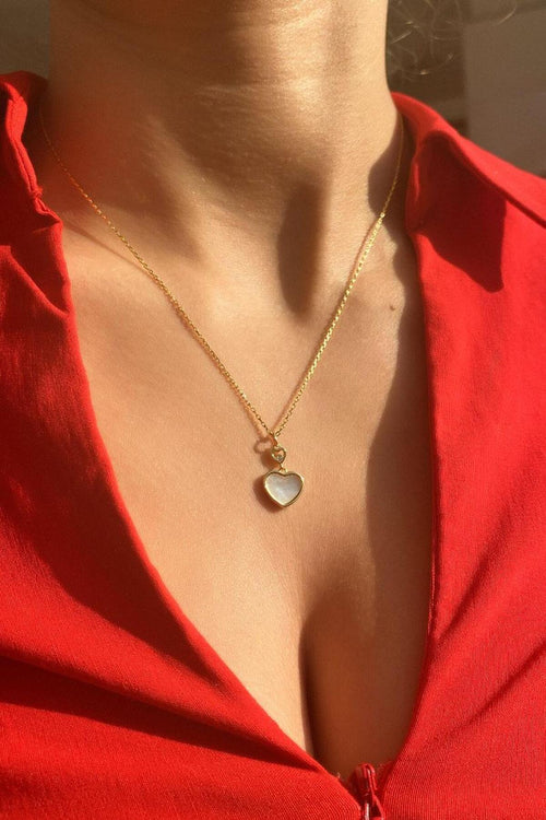 925 Ayar Gümüş, 14 Ayar Gold, Taşlı Kalp Kolye, Sevgililer Günü