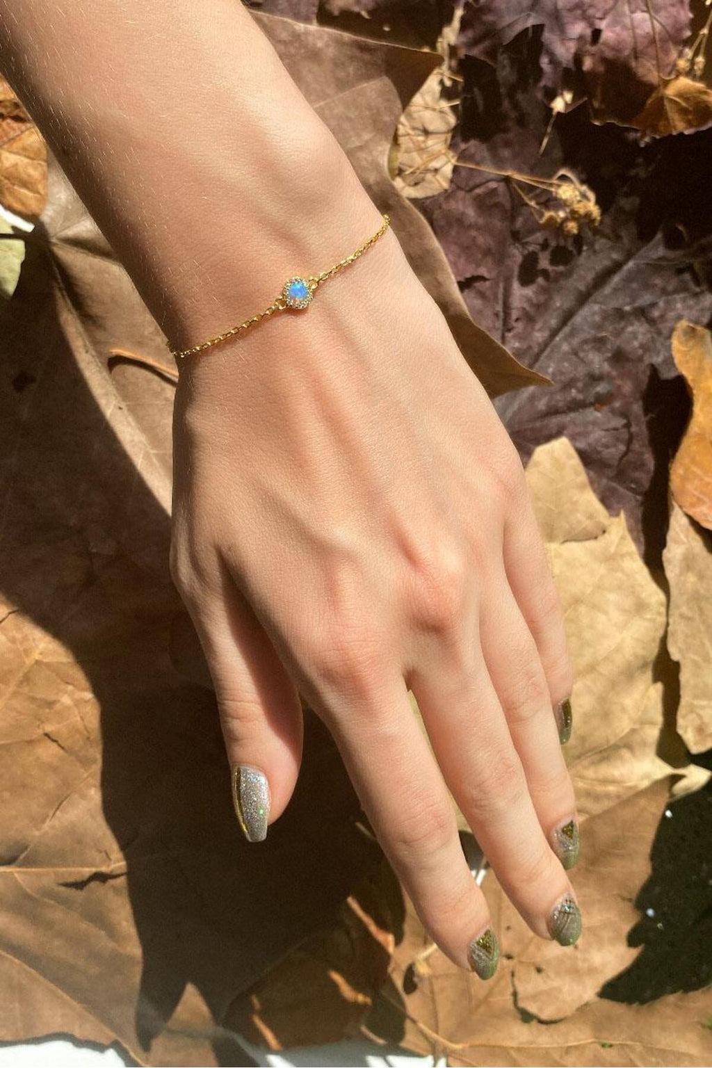 Minimal Yuvarlak Opal Taşlı Bileklik