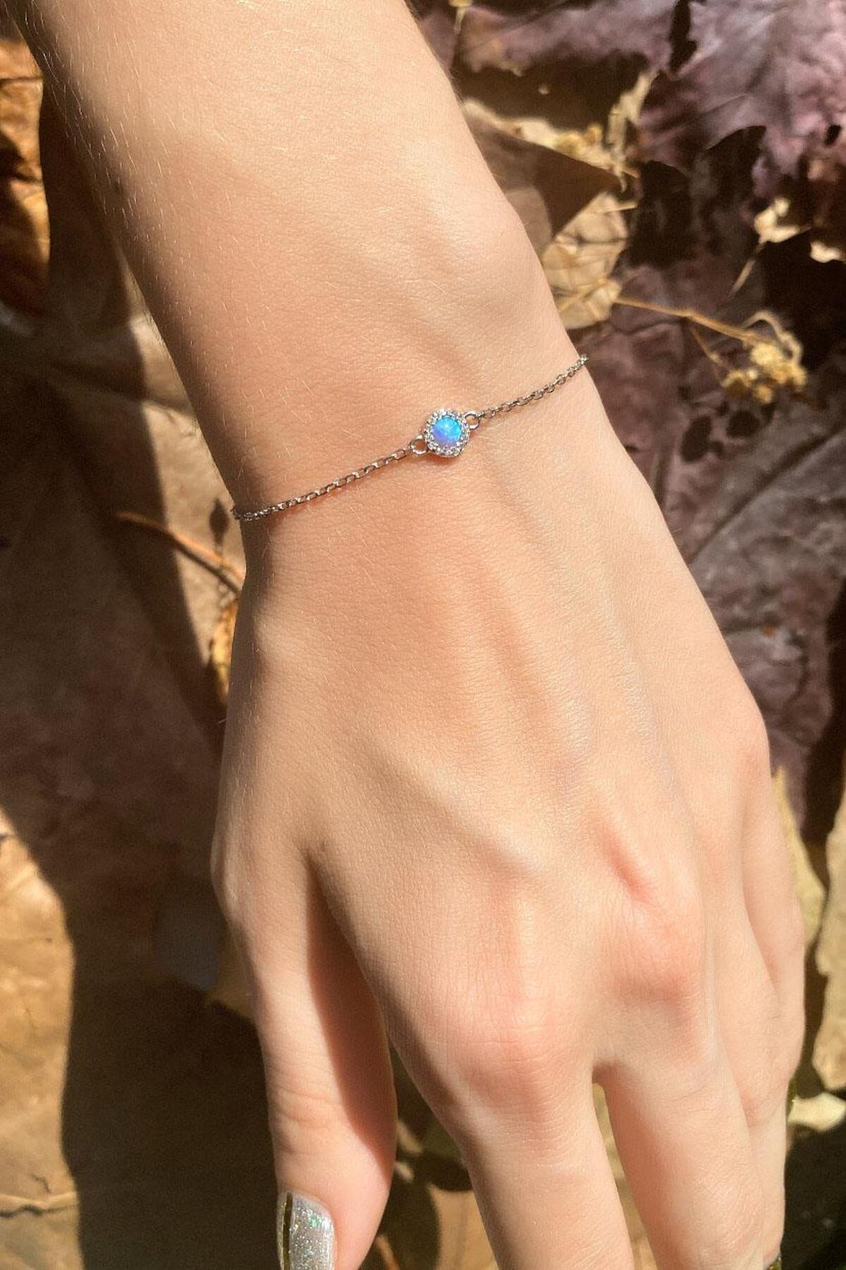 Minimal Yuvarlak Opal Taşlı Bileklik