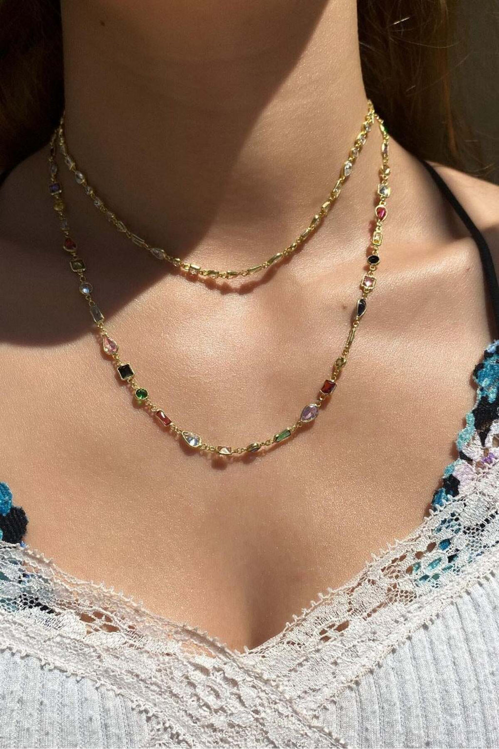 925 Ayar Gümüş, Geometrik Taşlı Choker Kolye