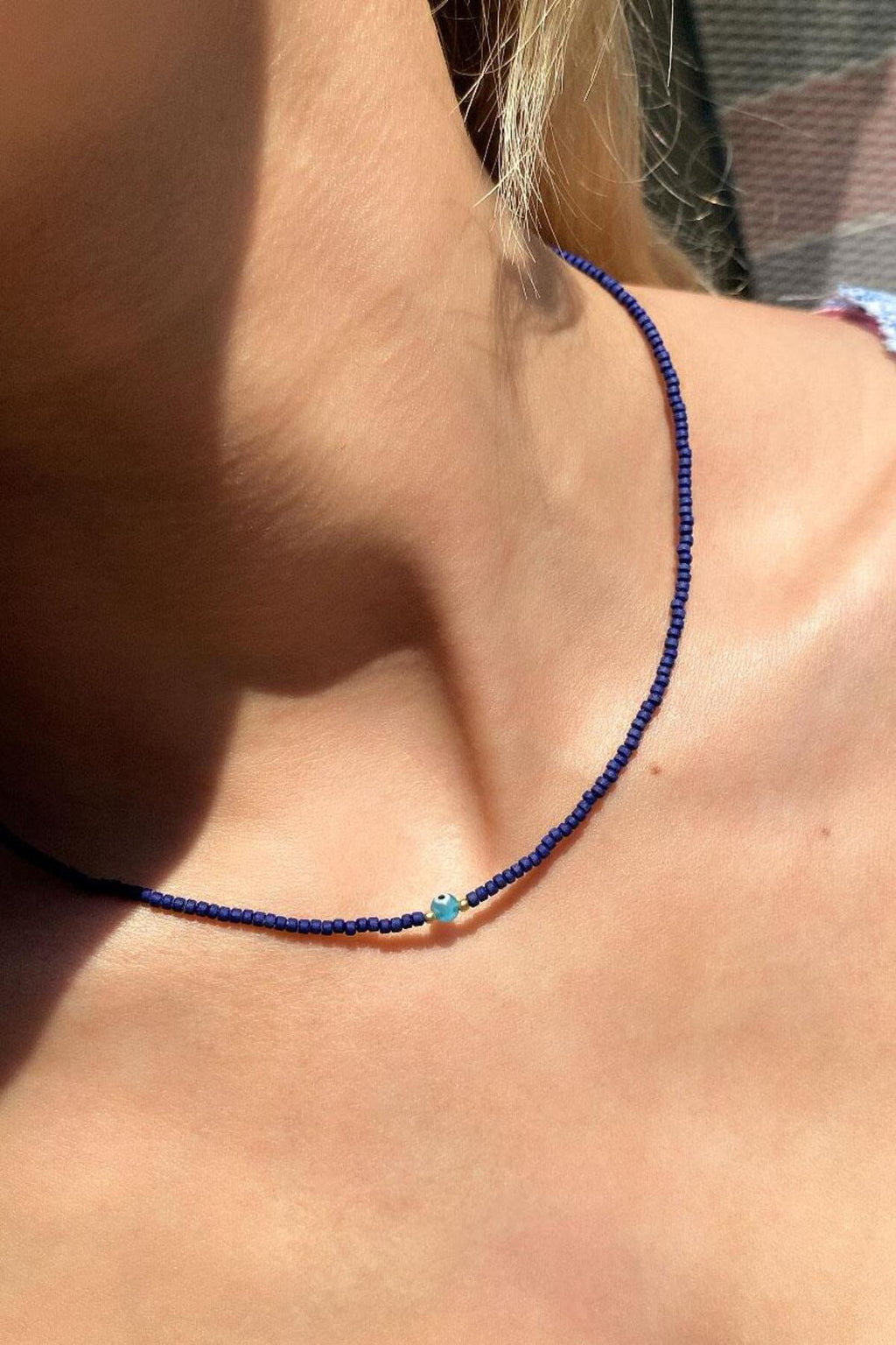 Kiremit Doğal Taşlı Nazar Gözlü Choker Kolye