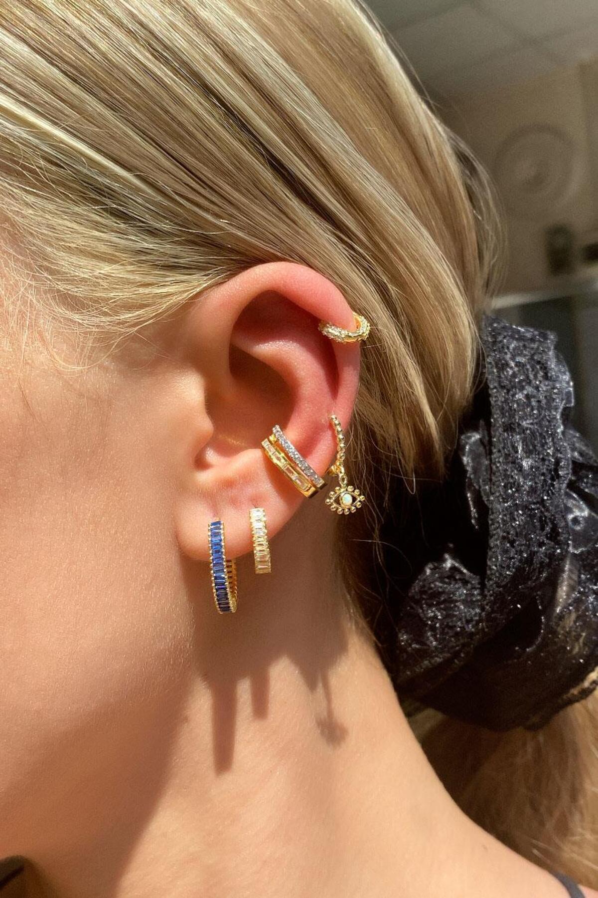 Taşlı Halka Piercing Küpe