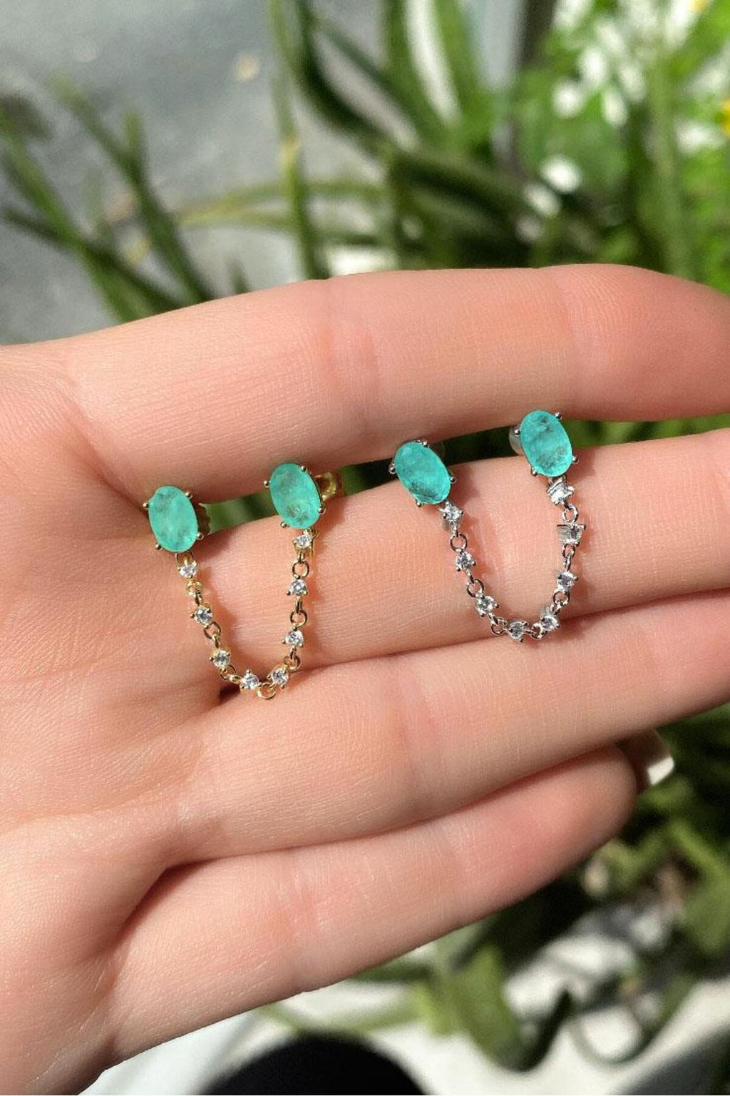 Tekli, Damla Paraiba Taşlı Sallantılı Küpe