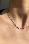 925 Ayar Gümüş, 14 Ayar Gold, Doğal Taşlı, Firuze Taşlı, Balık Choker Kolye
