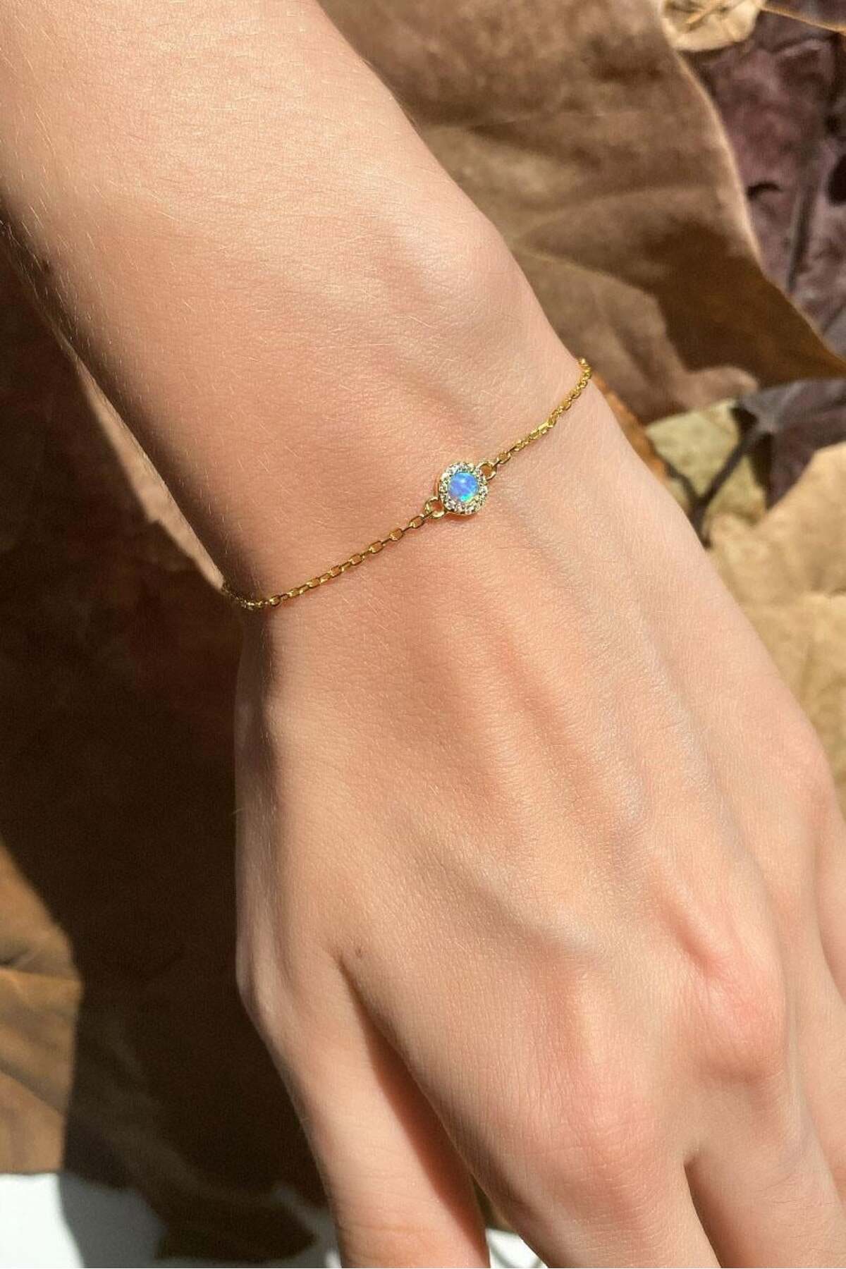 Minimal Yuvarlak Opal Taşlı Bileklik