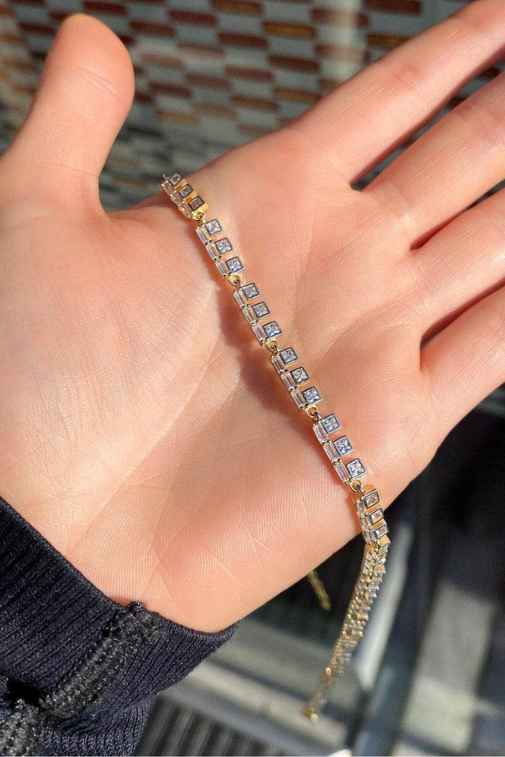 Kare Baget Taşlı Choker Kolye