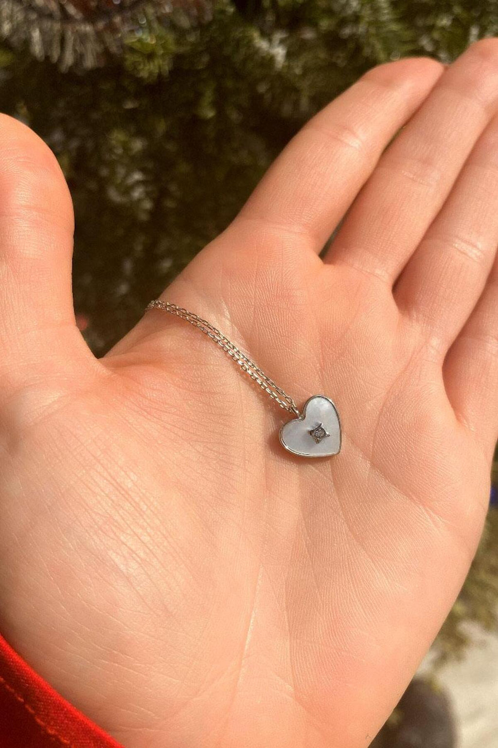 925 Ayar Gümüş, Silver, Taşlı Kalp Kolye, Sevgililer Günü