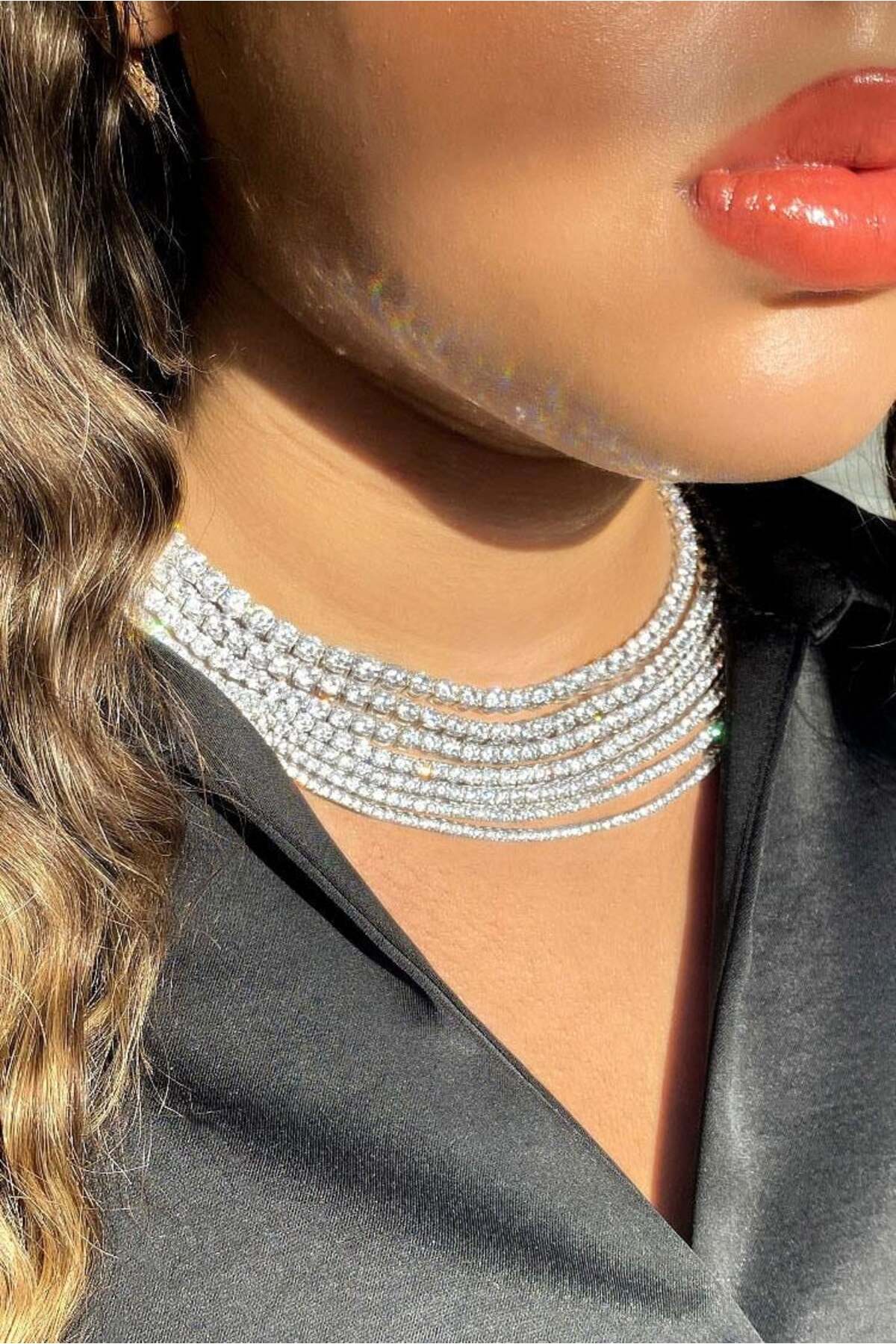 2,5mm +A Kalite Zirkon Taşlı, Pırlanta Kilit Su Yolu Kolye